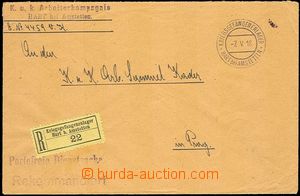 57484 - 1918 official Reg letter to Prague as FP, Reg label and CDS 