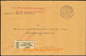 57486 - 1918 official Reg letter to Prague as FP, Reg label and CDS 