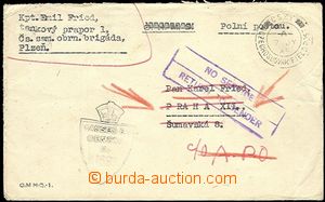57497 - 1945 letter sent Czechosl. member tank batt./guidon FP from 