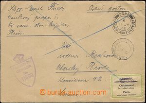 57498 - 1945 letter sent Czechosl. member tank batt./guidon FP from 