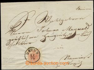 57505 - 1854 folded cover of letter with Mi.3, HP, type I., carton, 