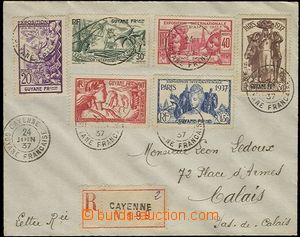 57520 - 1937 R dopis zaslaný do Francie, bohatá frankatura, DR Cay