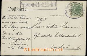 57639 - 1907 postcard sent from Děčín to Zwickau in Saxony, oval 