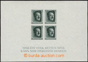 57648 - 1937 Mi.Bl.8 (Mi.647), miniature sheet A. Hitler., imperfora