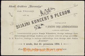 57678 - 1894 poštou prošlá pozvánka na koncert a ples vídeňsk