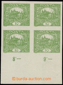 57683 -  Pof.6N, 10h green, imperforated blk-of-4 with lower margin,