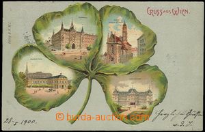 57843 - 1900 Wien - color collage in four-leaf clover; long address,