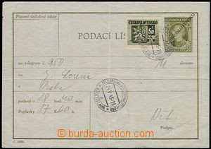 58265 - 1945 CPL5, podací lístek s přetiskem ČESKOSLOVENSKO, če