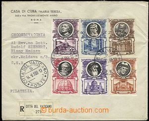58380 - 1958 R dopis do ČSR, vyfr. 8 známkami ze série papeži Mi
