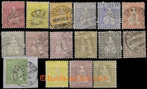 58494 - 1862-81 Mi.33b Seated Helvetia, in/at compilation of 16 pcs 