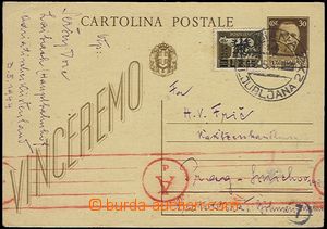 58808 - 1944 LAIBACH  italská dopisnice 30c Mi.P101 dofr. přetisko