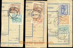 58892 - 1919-20 comp. 3 pcs of cuts parcel cards with Hradčany with
