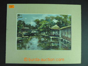 59150 - 1980 author signed in/at Chinese, Chinese country, oil, 40x3