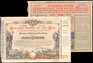 59276 - 1882-1916 2 pcs of debenture bonds Austrian red cross, 1x on