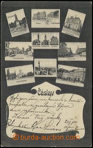 59579 - 1905 Čáslav, dist. Kutná Hora, synagogue, 11-views postca