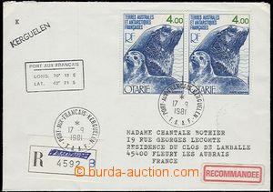 59705 - 1981 Reg letter with Mi.131 2x, with CDS T.A.A.F. Port Aux F