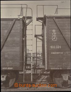 60017 - 1920? železnice, fotografie A4, spřažené vagóny, vzadu 