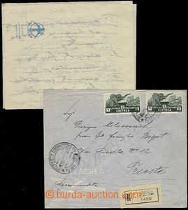 60144 - 1939 Reg and airmail letter to Italy, with Mi.211 2x, CDS AD