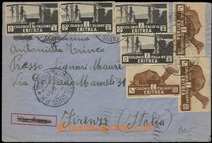 60145 - 1936 dopis zaslaný do Itálie, vyfr. bohatou frankaturou zn