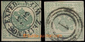 61041 - 1853 Newspaper stamp Mi.1a+b, Eagle, blue-green color, rich 