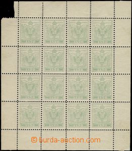 61084 - 1890 16-blok novotisků (ND) známek, vzor 1850, světle zel