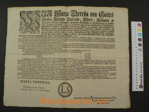 61736 - 1771 MARIA THERESA of Austria  exchange list, format 46x38cm
