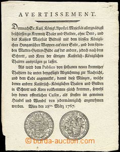 61742 - 1767 Circular about/by issue Hungarian thaler incl. picture,