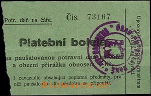 61822 - 1930? Platební bollette on/for averaged food tax and munici