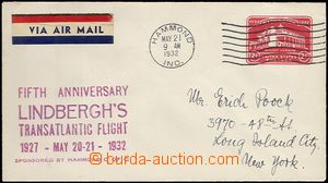 61861 - 1932 postal stationery cover 2c with cachet to 5. Anniv flig