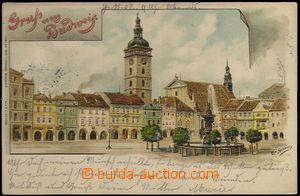 61934 - 1902 České Budějovice - litografie, náměstí; DA, proš