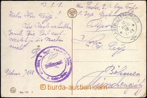 62024 - 1918 pohlednice Oostende zaslaná do Čech s DR LAGER GRAFEN