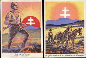 62253 - 1939-40 Slovenský stát, 2x barevná kreslená pohlednice p