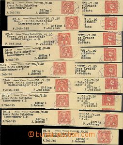 62257 - 1920 sestava 17ks privátních adresních pásek s vytiště