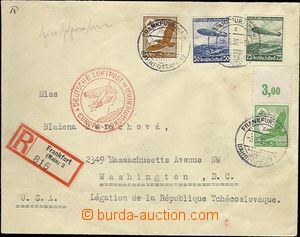 62272 - 1936 DEUTSCHLAND, R+Let-dopis do USA s zeppelinovou frankatu