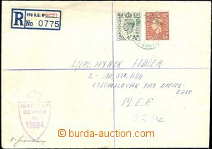 62297 - 1944 Reg letter sent Czechoslovak Field Post, franked, R lab