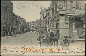 62376 - 1906 Opava - Ostrožná ulice, koláž, postavy, povoz; DA, 