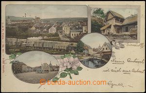 62484 - 1901 Turnov - 4-views collage, train; long address, Us, brok