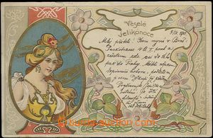 62638 - 1901 Art Nouveau lithography; long address, Us, good conditi