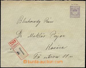 62854 - 1919 CPŘ41, Hungarian envelope 15f sent as Reg to Košice, 