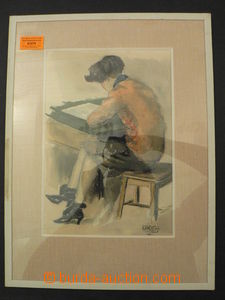 63270 - 1925 KAHOVEC: Spolužačka, 20x28cm, akvarel, zasklená pasp