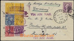 63462 - 1936 USA  airmail letter forwarded by LZ Hindenburg from USA