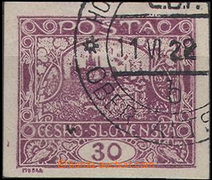 63758 -  Pof.13N, 30h imperforated dark violet with postmark from fa