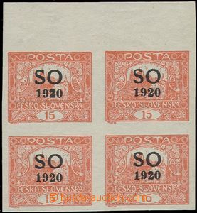 63834 -  Pof.SO5, Hradčany, 15h bricky red, block of four with uppe