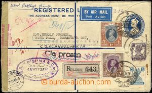 63882 - 1949 Reg and airmail letter to Czechoslovakia, postal statio