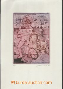 63907 - 1972 JANÍČEK James (*1935): Kompozice, 17x13cm, lept, sign