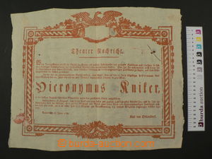64141 - 1789 červeně tištěný zdobený divadelní plakát z 16. 