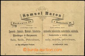 64215 - 1877 reklamní lístek firmy Samuel Baron, obchod koloniáln