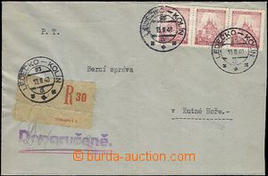 64341 - 1940 Reg letter with railway R label with CDS train post No.