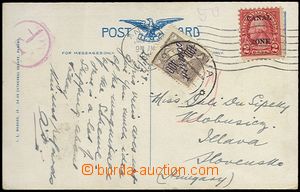 64494 - 1928 pohlednice zaslaná na Slovensko, vyfr. přetiskovou zn
