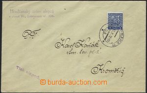 64499 - 1932 blind letter with 5h Coat of arms, Pof.248, CDS Prague 